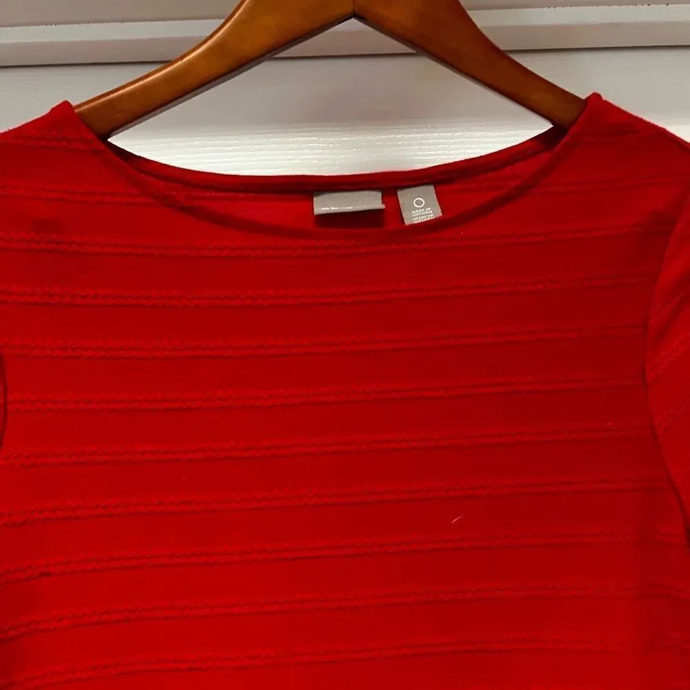Chicos Red Rin Striped Ribbed button Snap Tunic Top sz  0 or US small 4 EUC